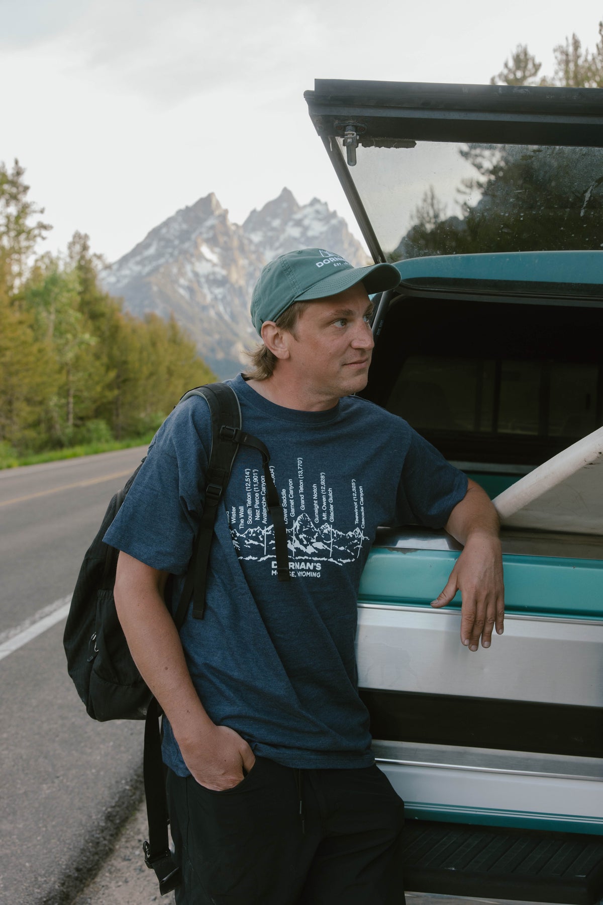 Teton Range Tee in Heather Navy