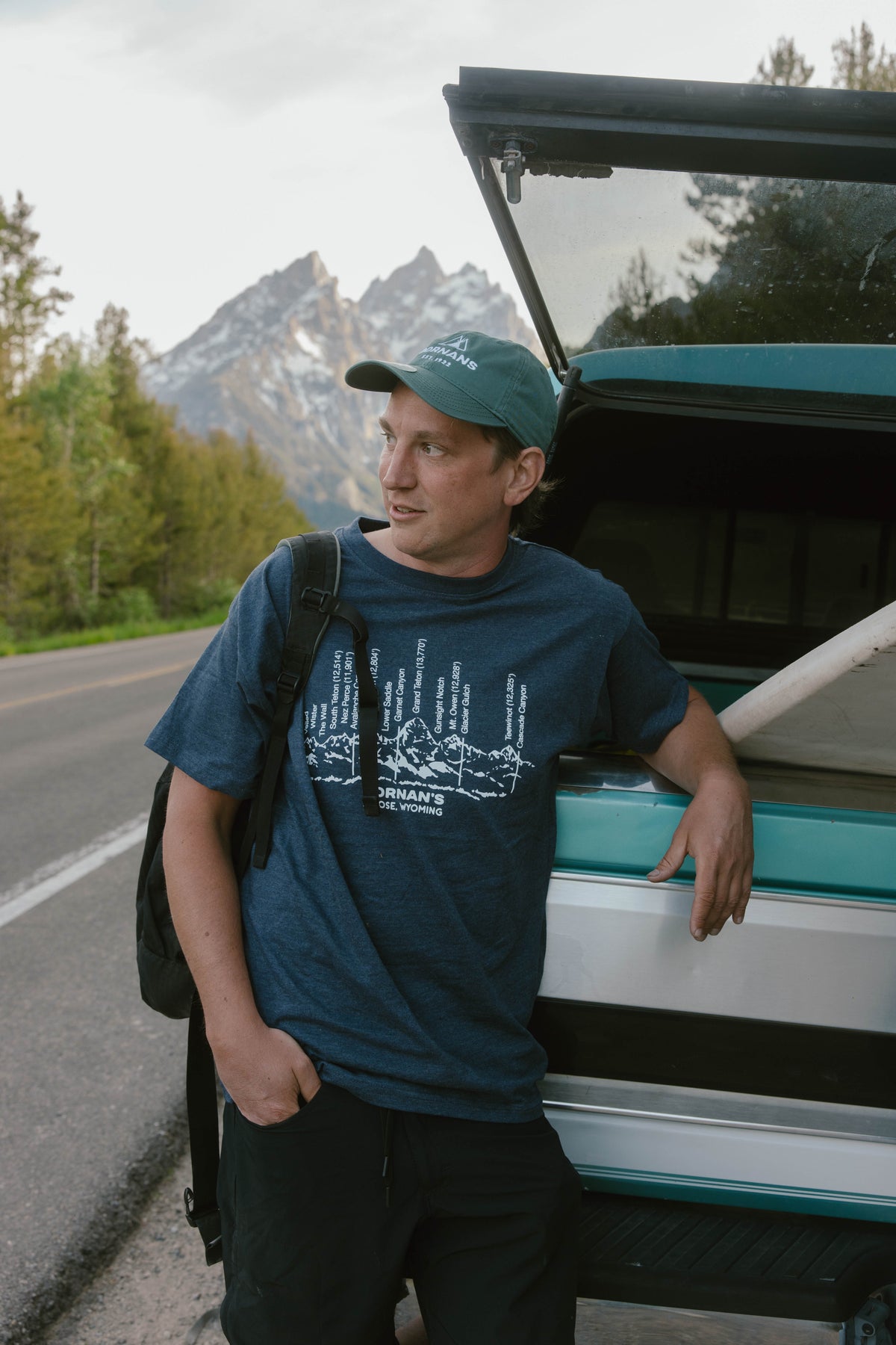 Teton Range Tee in Heather Navy